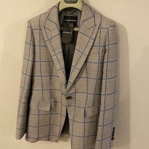 Emporio Armani women’s blazer size 38 - gray with blue detail